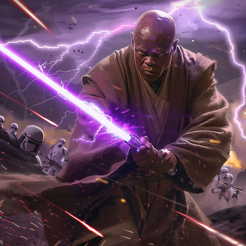 Le sabre laser violet de Mace Windu : Maîtrise et connexion unique à la Force
