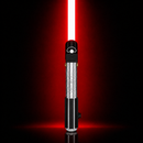 Sabre laser Crimson Reign avec lame rouge et poignée gravée en noir et argent