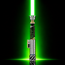 Sabre laser Luke Legacy Ascendant avec lame verte et chambre à cristaux exposée